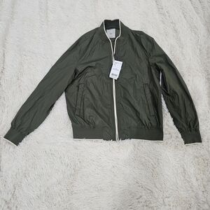 Mango Men's Dark Green Bomber Jacket